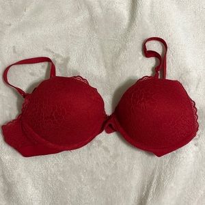 Red Lace Push Up Bra